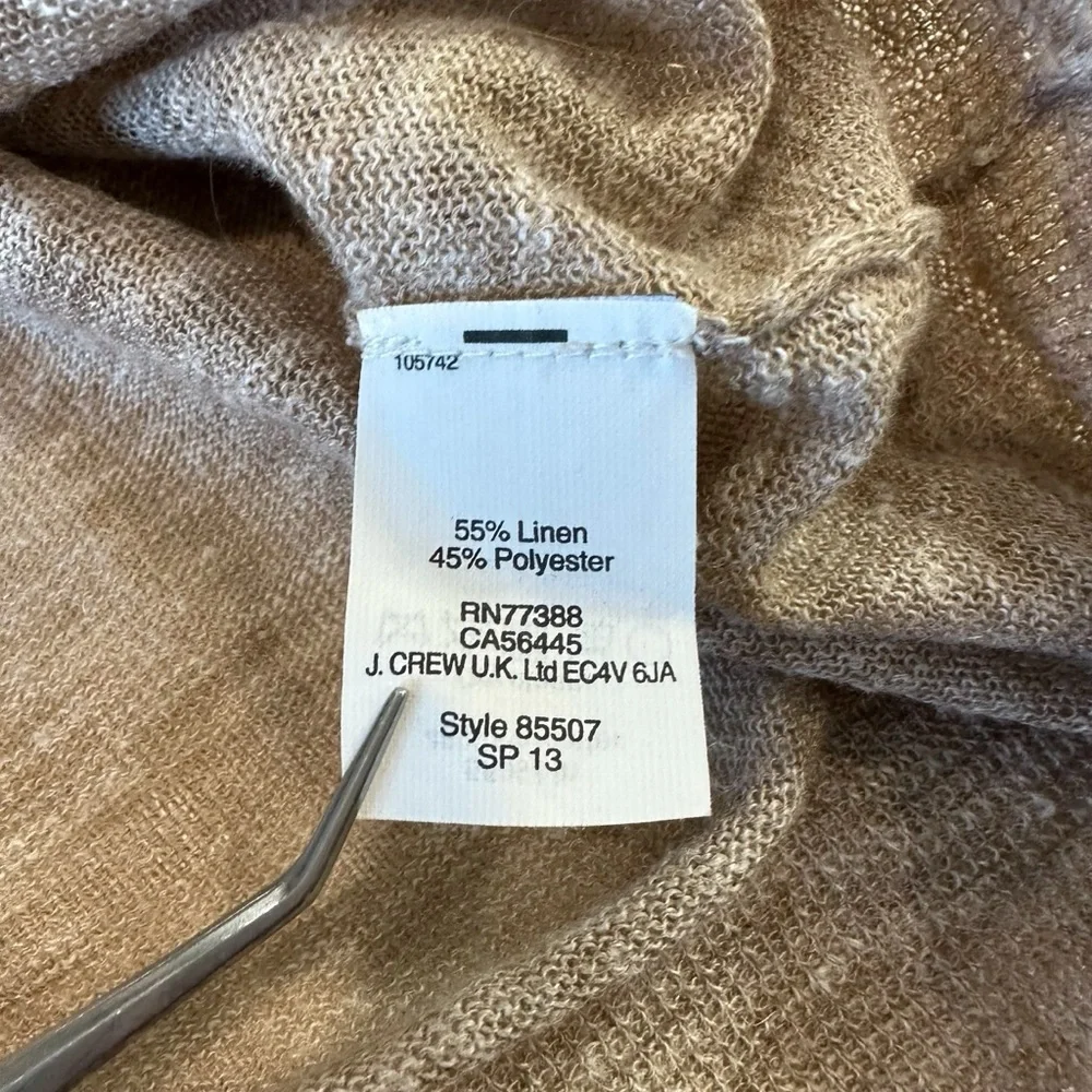 J.Crew Lightweight Linen‎ Blend Marled V Neck Sweater M
